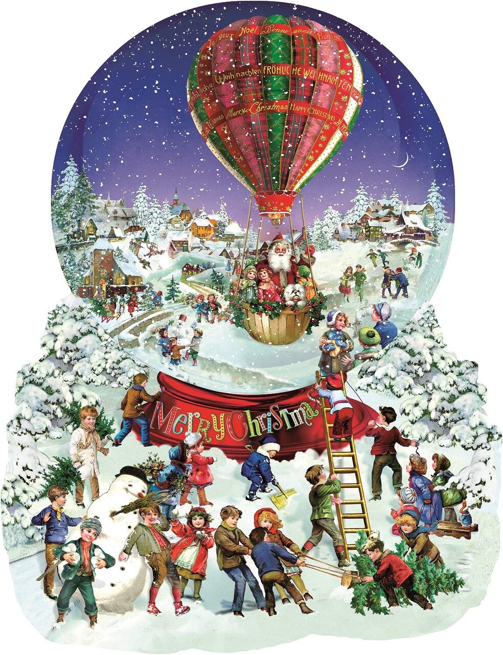 Sunsout Old Fashioned Snow Globe 1000 pc Special Shape Christmas Jigsaw Puzzle 96087